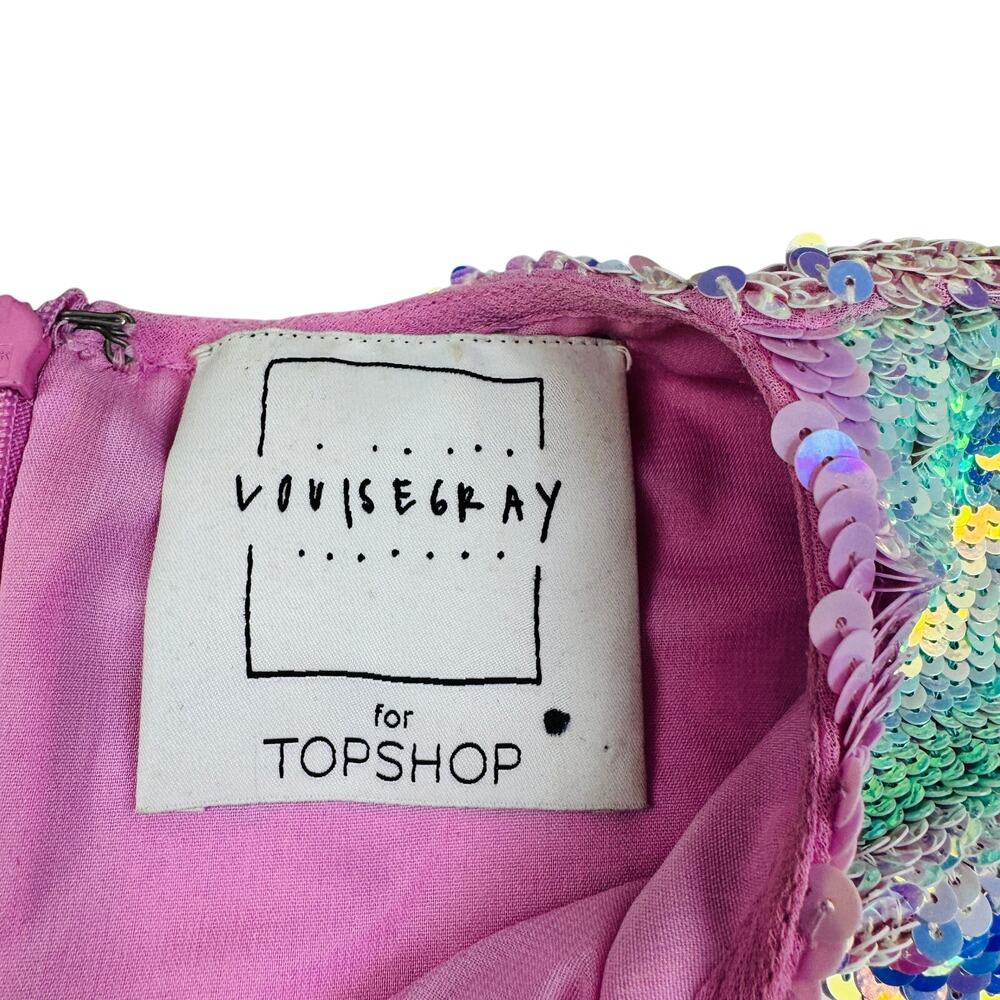 Top Shop Louise Gray Flash Face Sequin Mini Dress Vogue Women's Size 2 - Picture 7 of 11